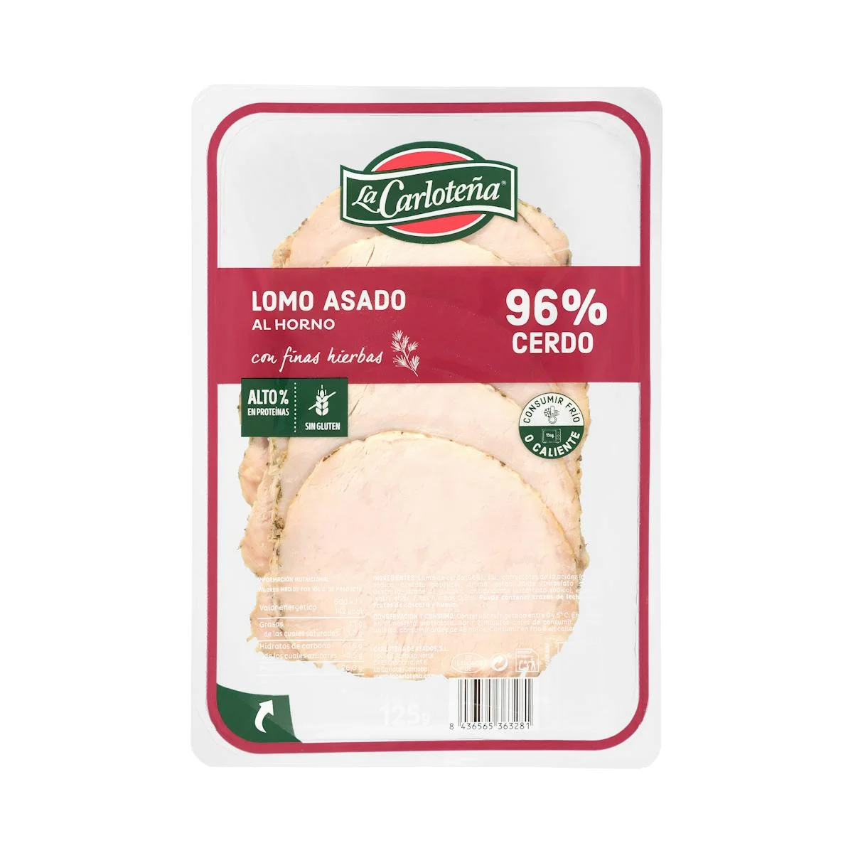 Ofengebratener Schweinelachs 96% mit feinen Kräutern, in Scheiben La Carloteña