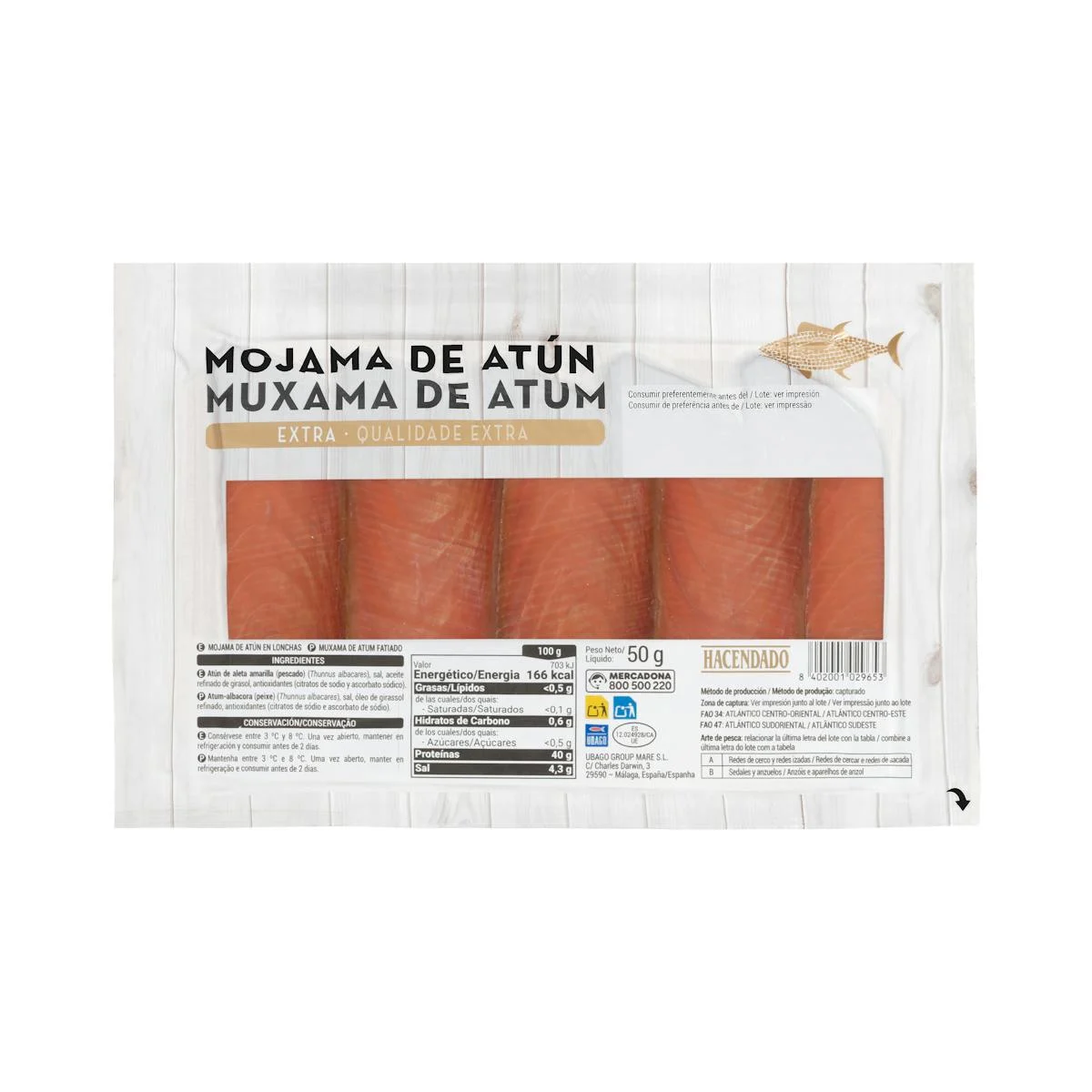 Mojama de thon albacore extra en tranches Hacendado