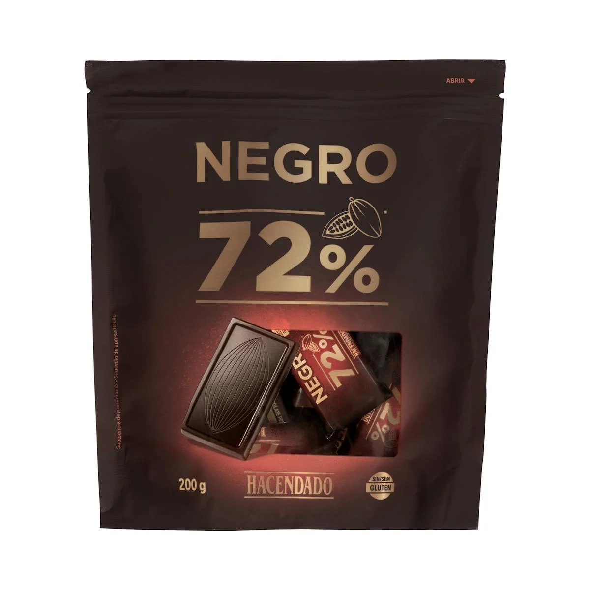 Extra fine dark chocolate chocolates 72% cocoa portions Hacendado
