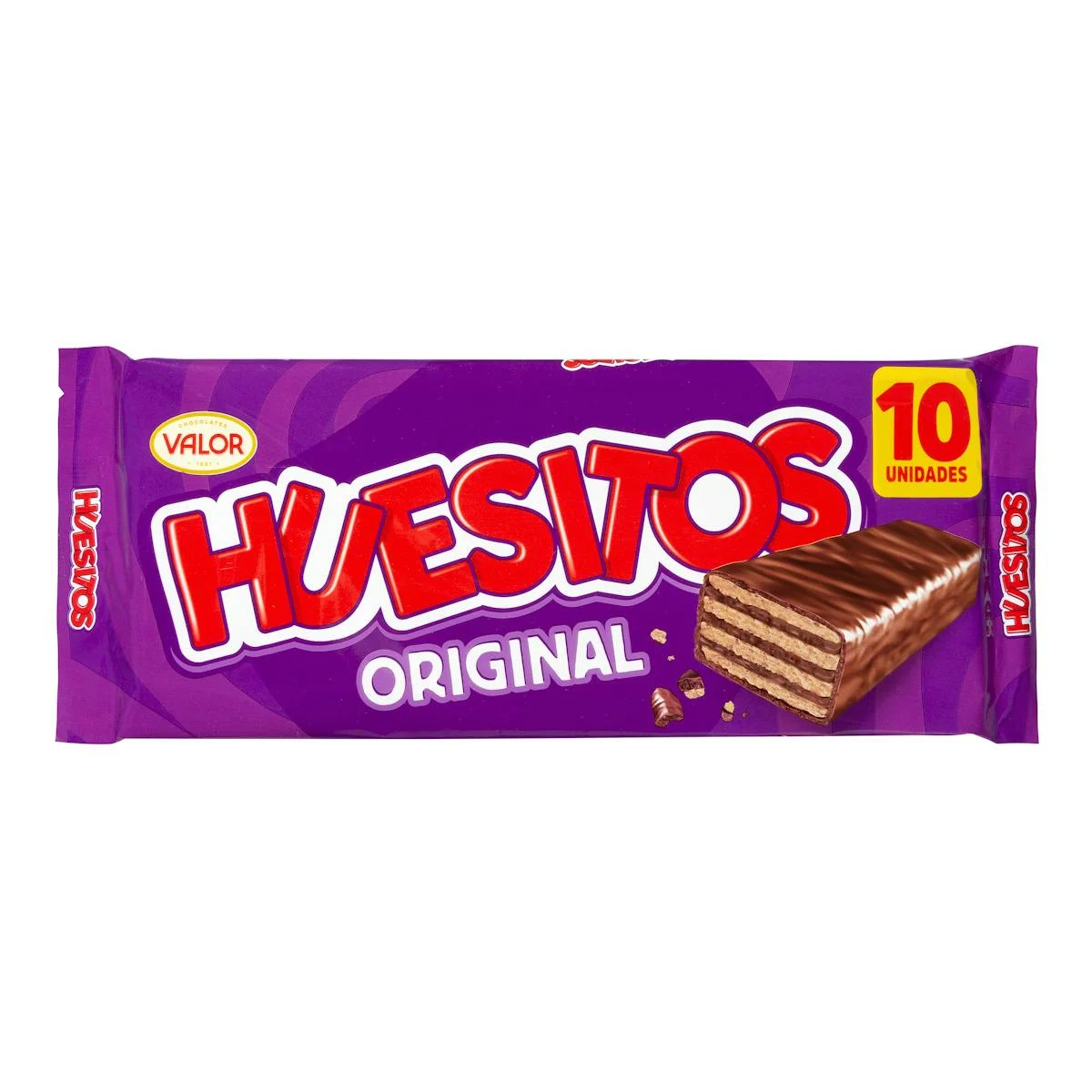 Barrettes de gaufrette Huesitos enrobées de chocolat au lait