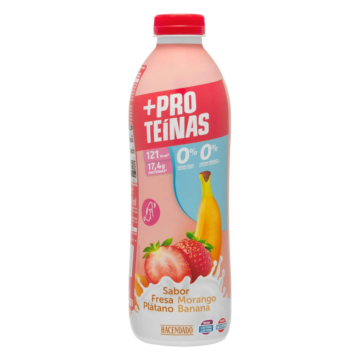 Milchgetränk mit Erdbeer- und Bananengeschmack +Proteínas 17,4 g 0% Fett, 0% zugesetzter Zucker