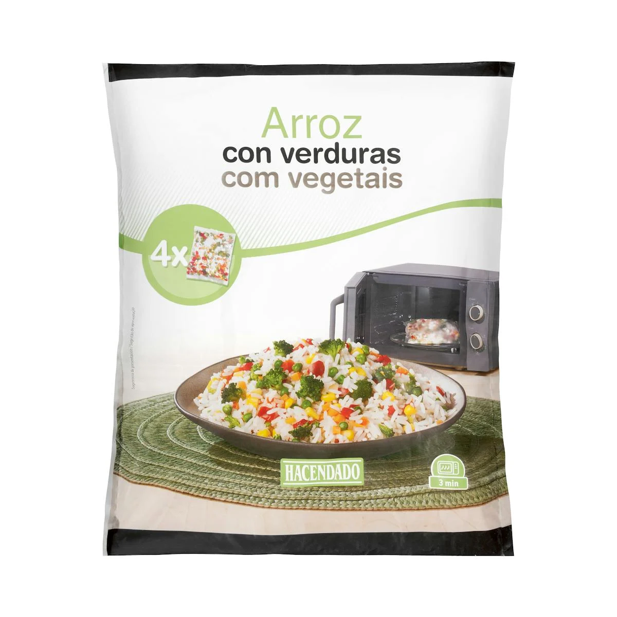 Riz aux légumes surgelé Hacendado pour micro-ondes