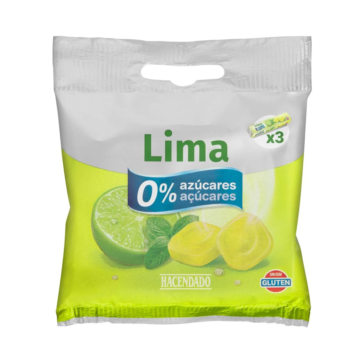 Caramelos sabor lima Hacendado 0% azúcares