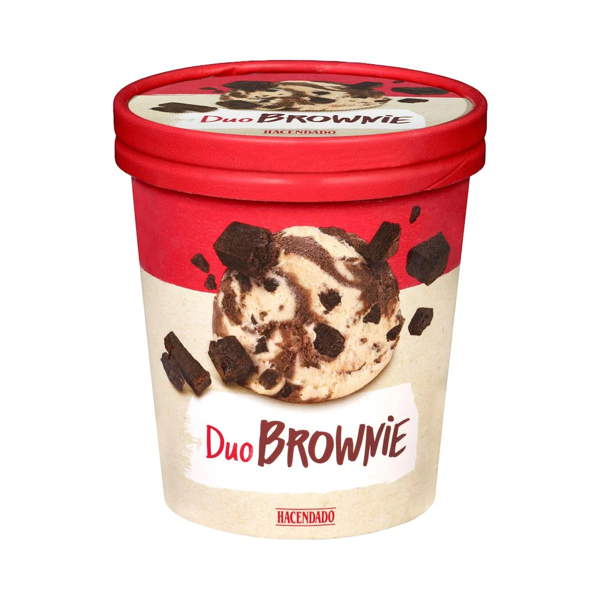 Duo-Brownie-Eis mit Vanillegeschmack und Biskuitstücken Hacendado