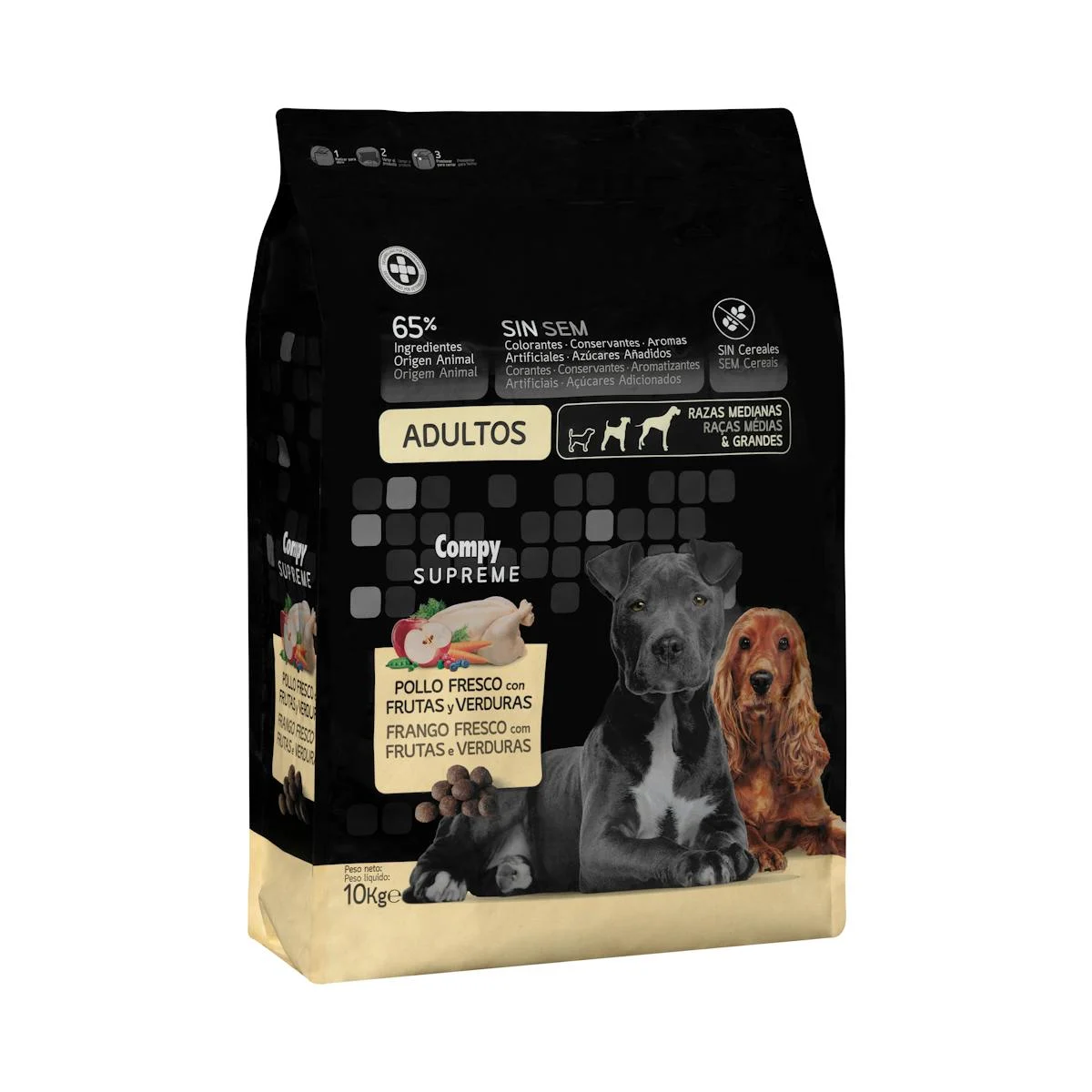 Adult dog food Supreme with fresh chicken, fruits and vegetables Compy