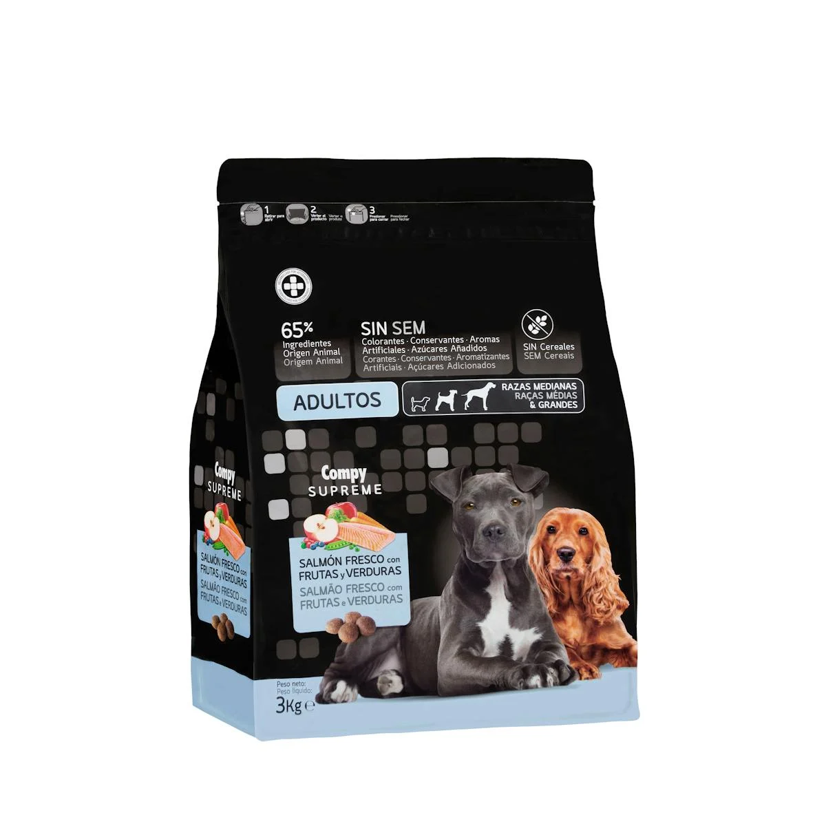 Adult dog food Supreme with fresh salmon, fruits and vegetables Compy