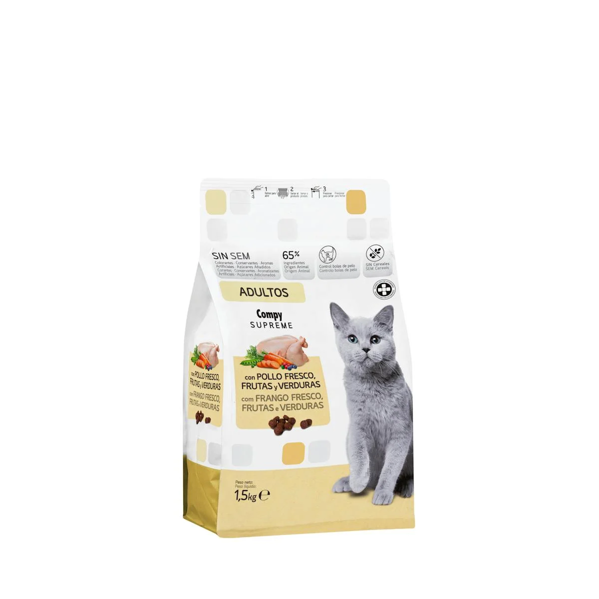 Adult cat food with chicken, fruits and vegetables Supreme Compy