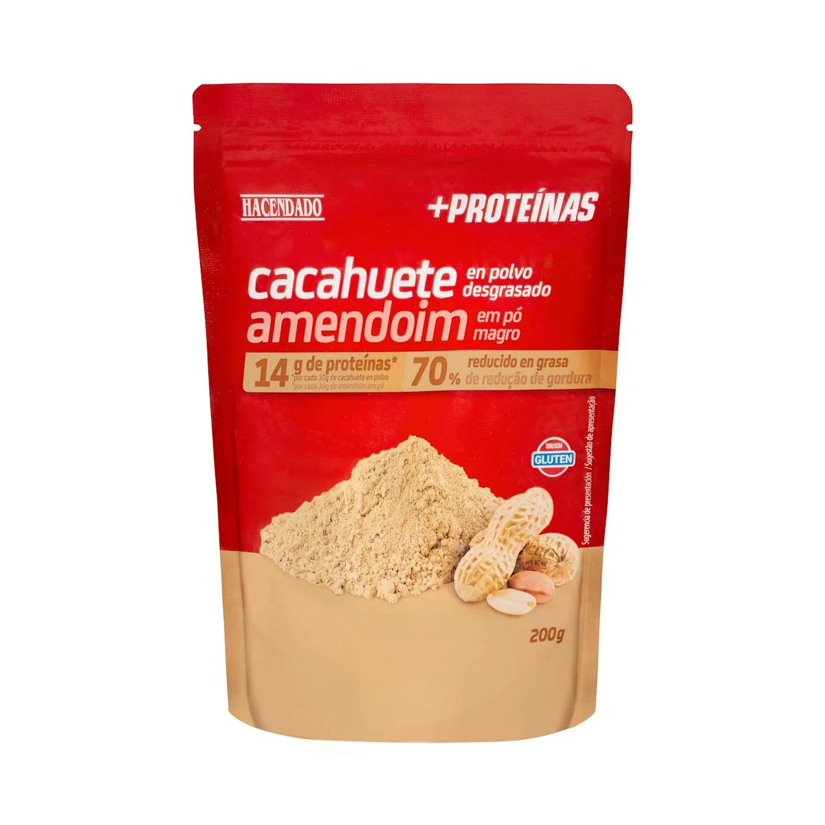 +Proteínas Peanut powder defatted 14 g protein 70% reduced fat Hacendado