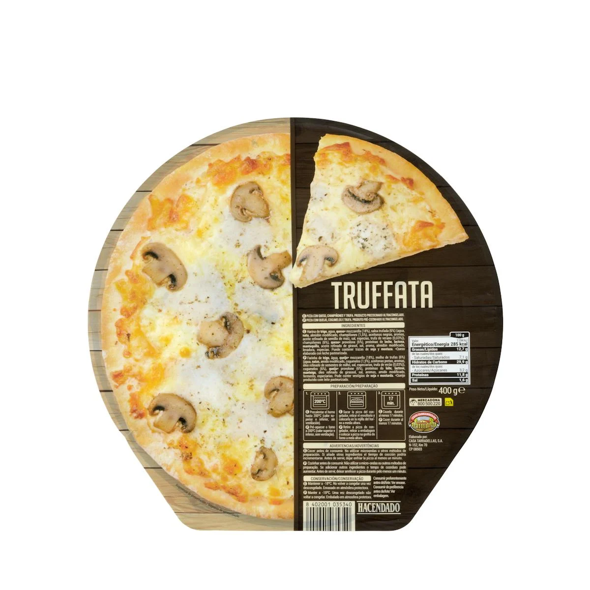 Pizza Truffata au fromage, champignons et truffe Hacendado surgelée