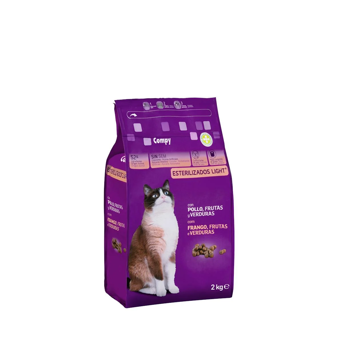 Aliment light au poulet, aux fruits et aux légumes pour chats adultes stérilisés Compy
