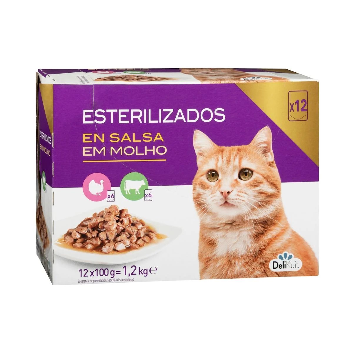 Mossets de carn en salsa gat adult esterilitzat Delikuit
