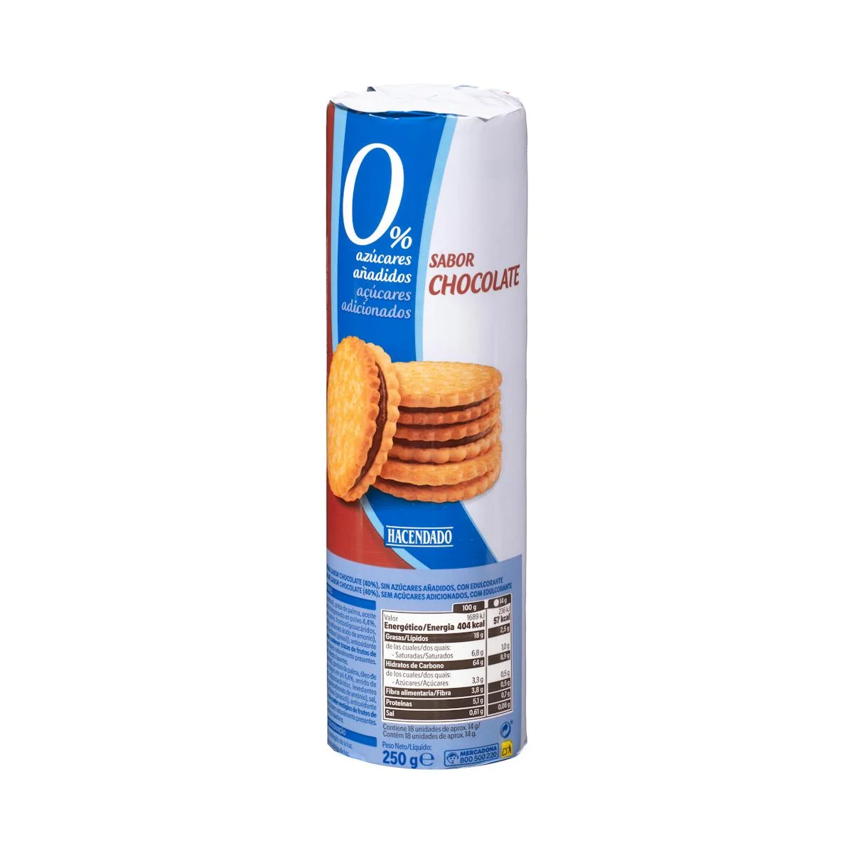 0% Sugar chocolate filled biscuits Hacendado