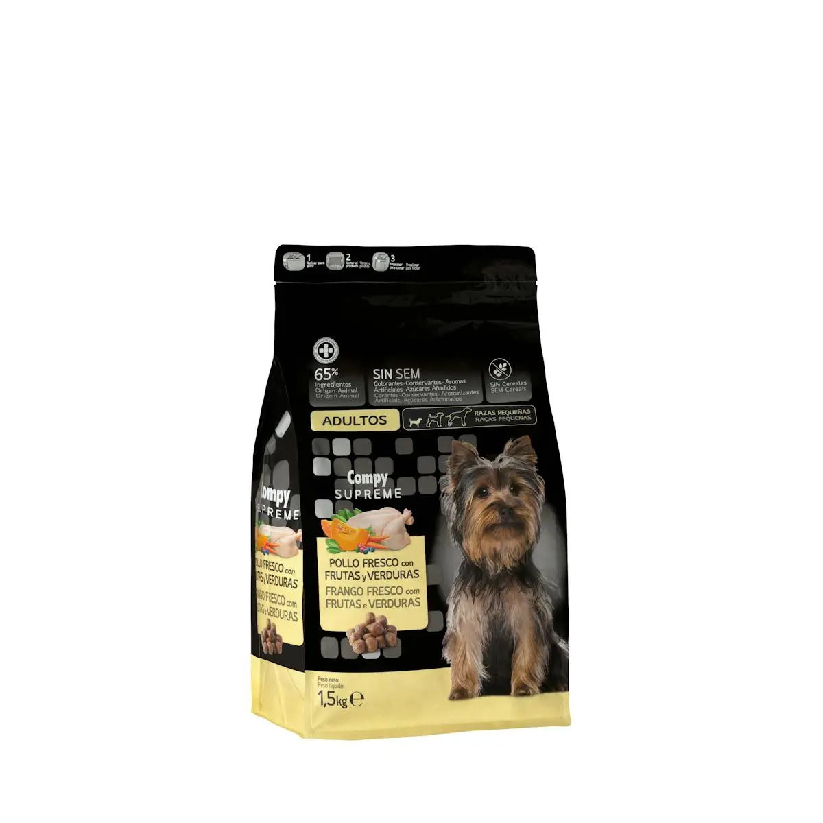 Adult dog food Supreme with fresh chicken, fruits and vegetables Compy
