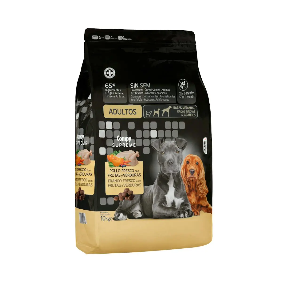 Adult dog food Supreme with fresh chicken, fruits and vegetables Compy