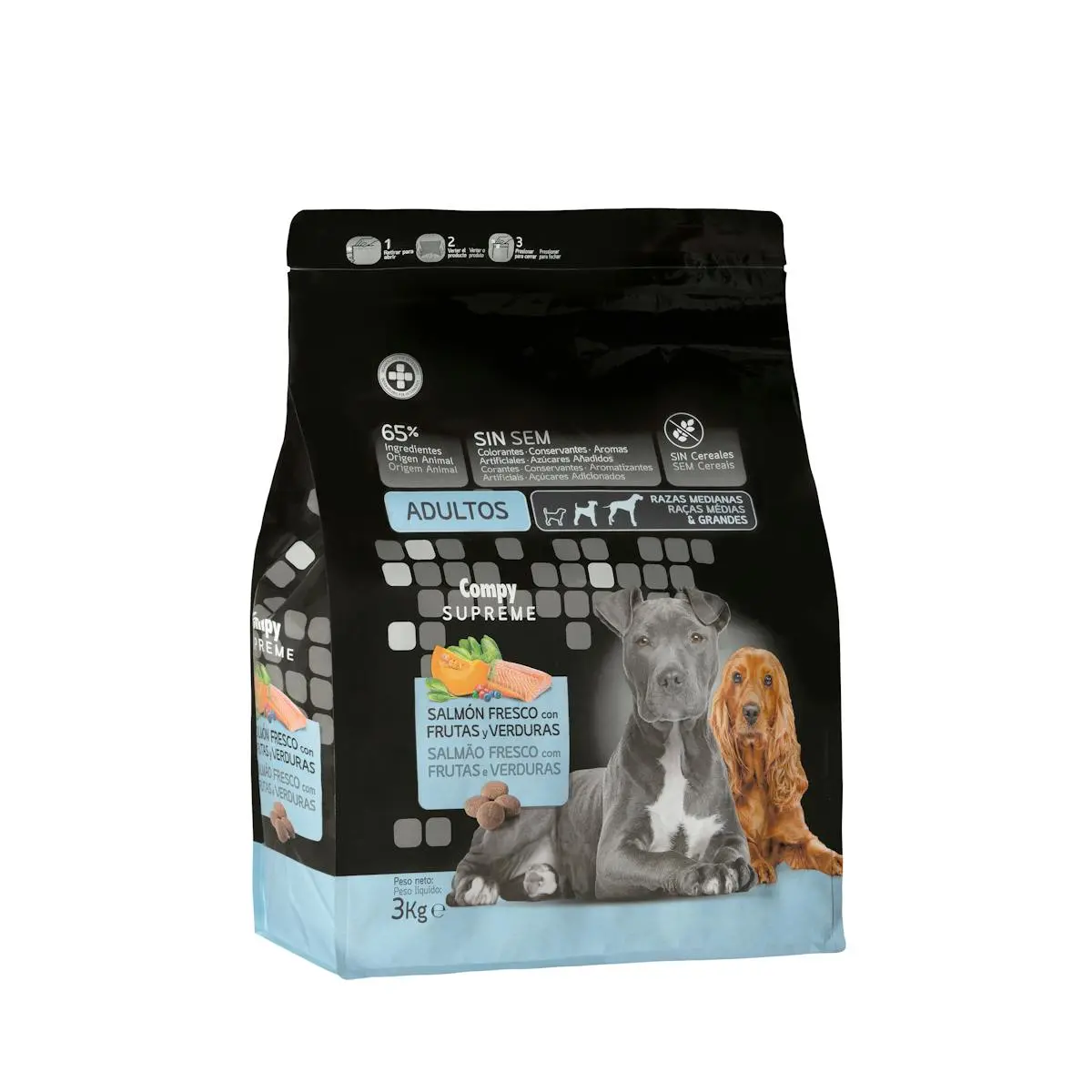 Adult dog food Supreme with fresh salmon, fruits and vegetables Compy