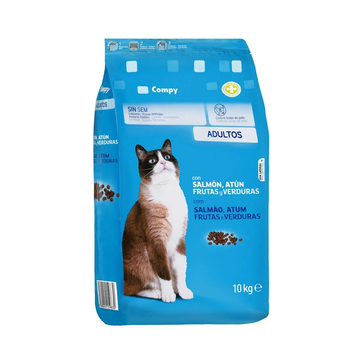 Adult cat food with salmon, tuna, fruits and vegetables Compy