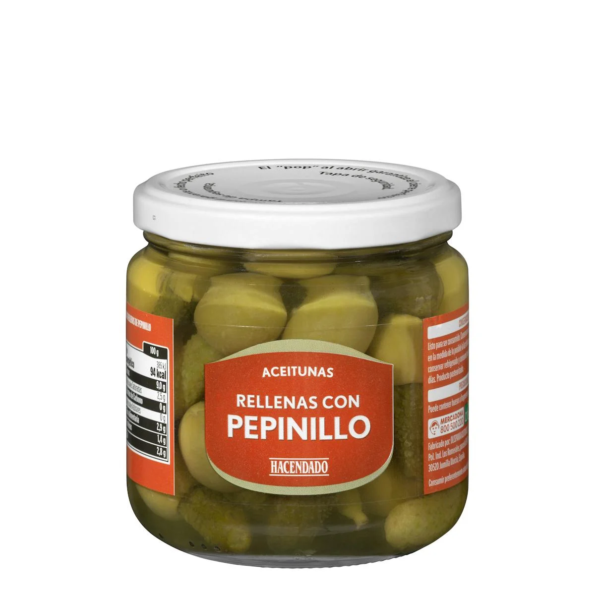 Aceitunas verdes rellenas con pepinillo Hacendado