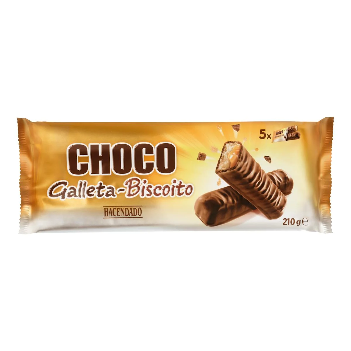 Caramel and cookie bar covered in milk chocolate Hacendado