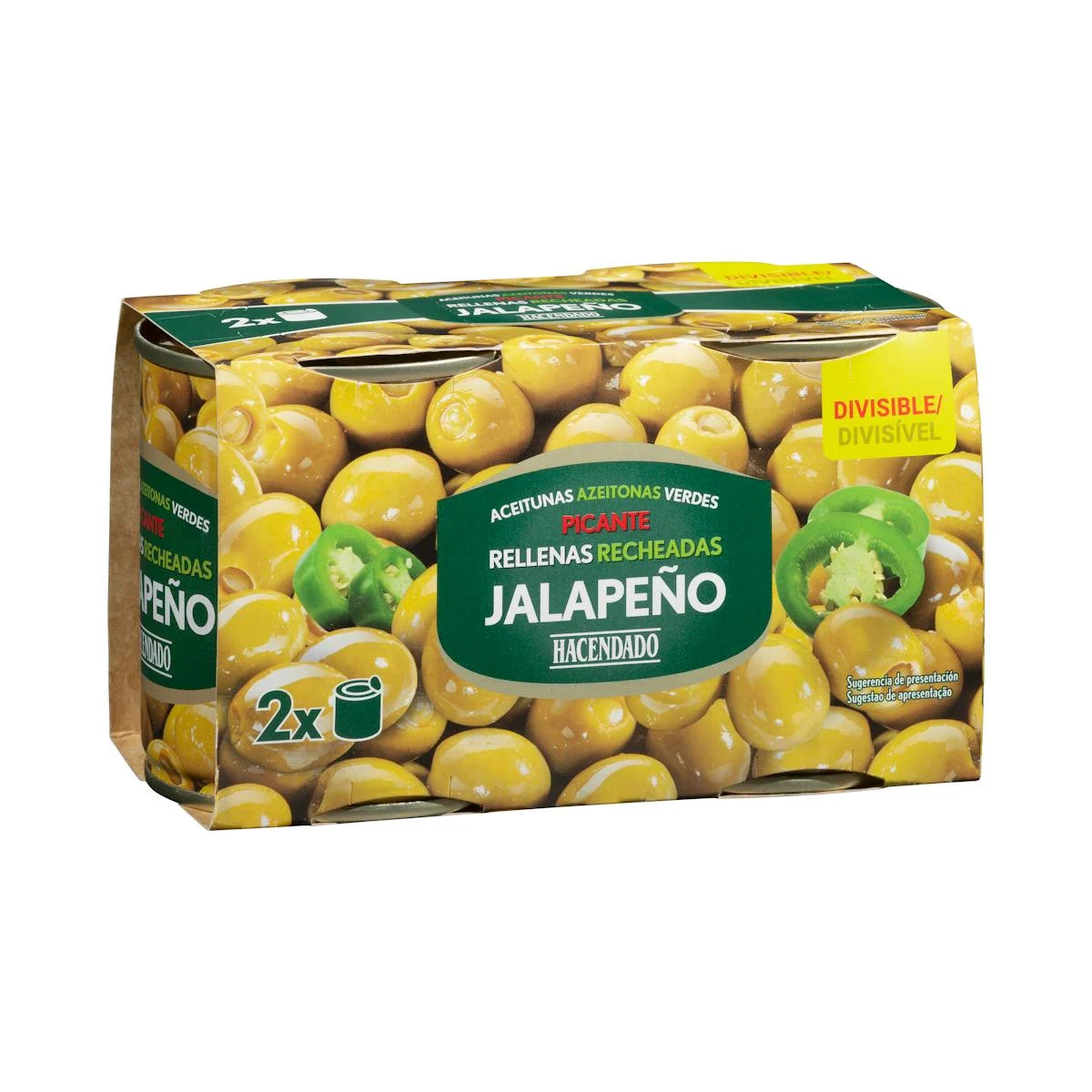 Spicy green olives stuffed with jalapeños Hacendado