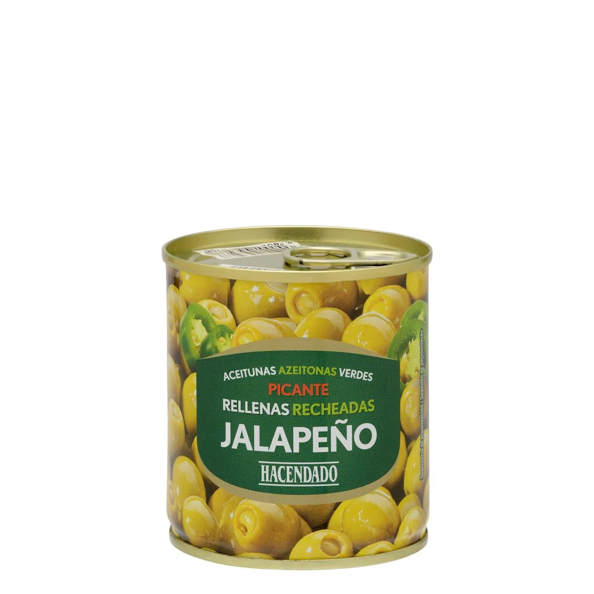 Scharfe grüne Oliven, gefüllt mit Jalapeños Hacendado