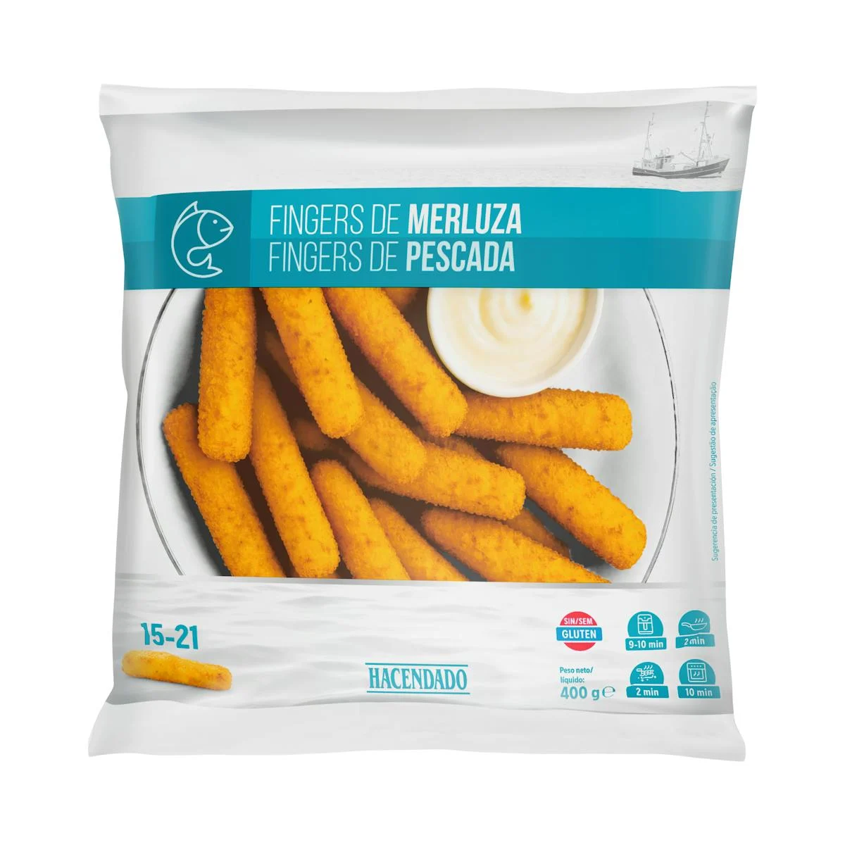 Bâtonnets de merlu surgelés Hacendado