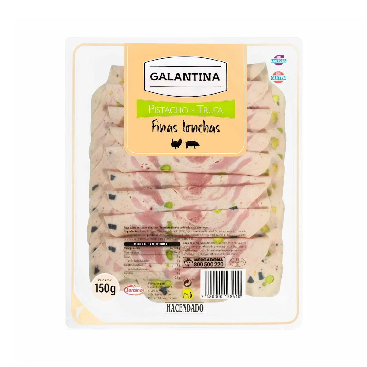Galantine with pistachio and truffle thin slices Hacendado