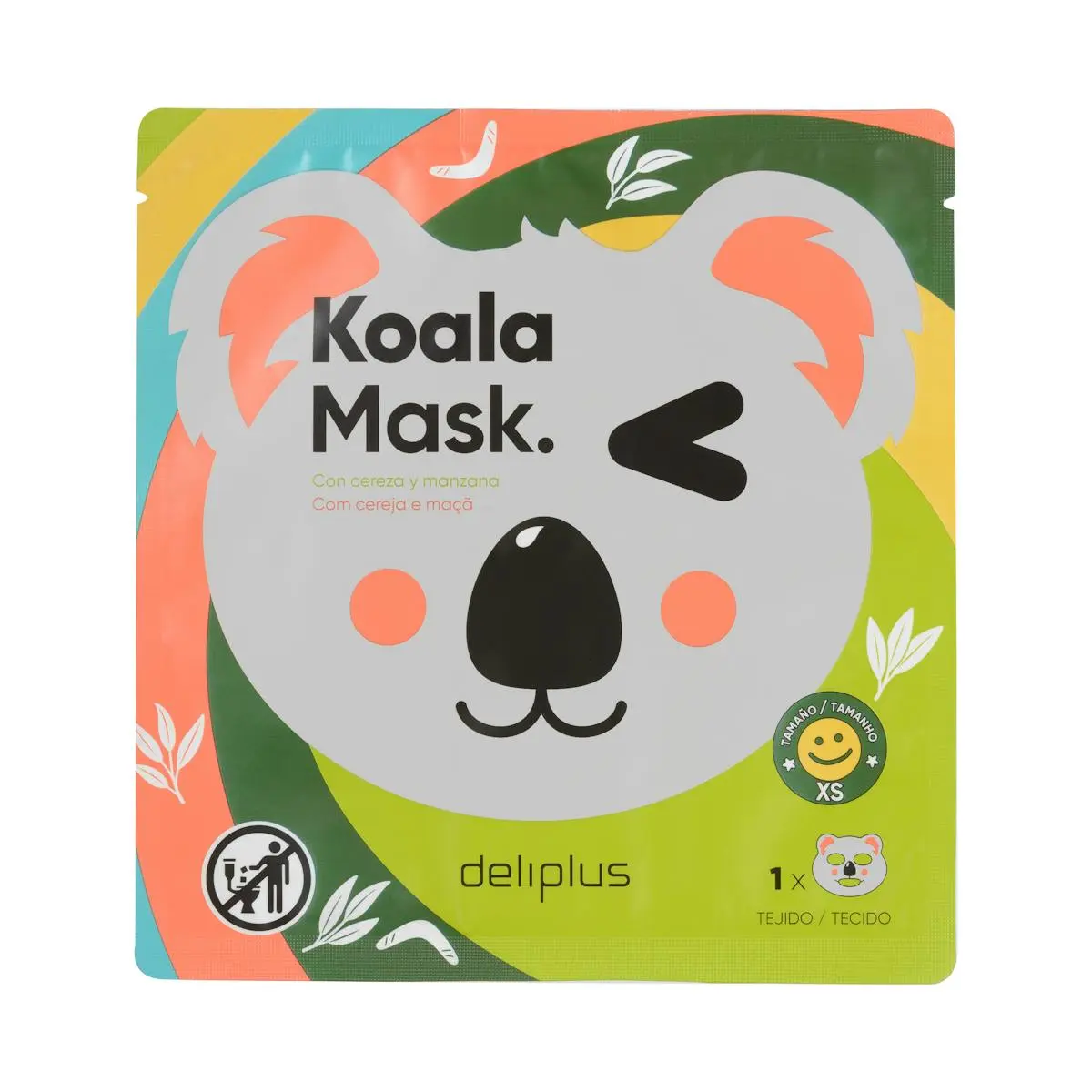 Kindergesichtsmaske Koala Mask Deliplus mit Kirsche und Apfel