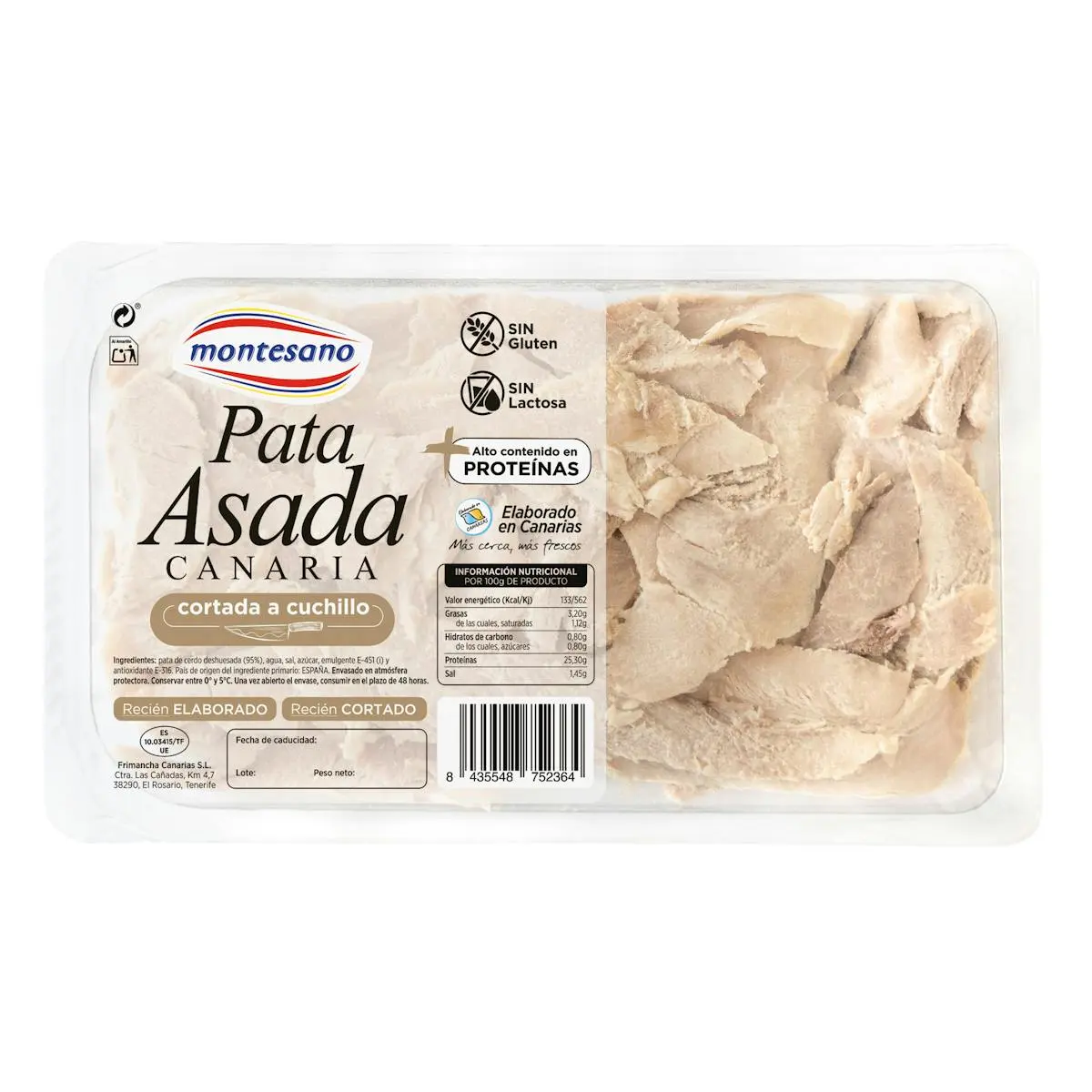 Pata asada Canaria Montesano cortada a cuchillo