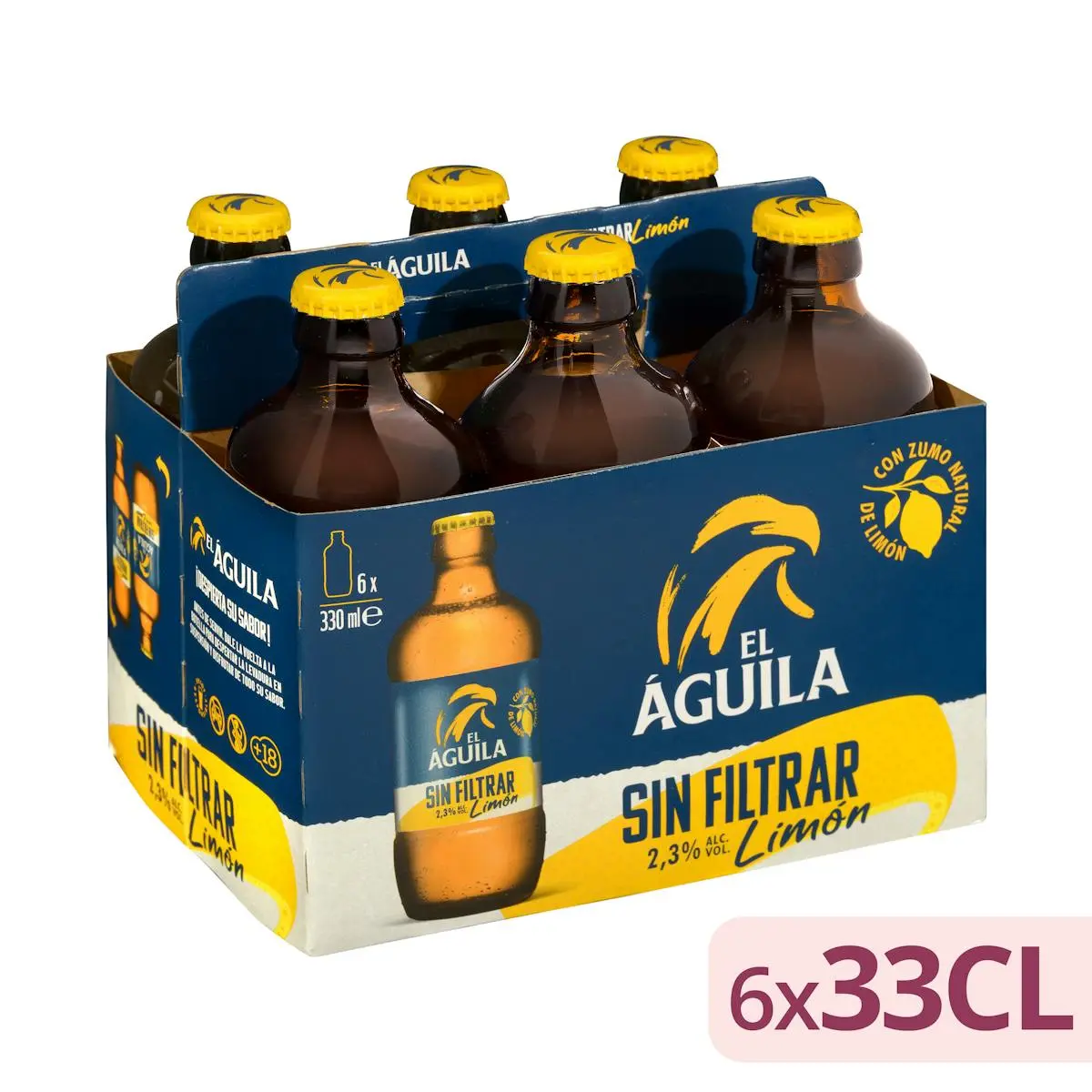 Cerveza El Águila sin filtrar con zumo natural de limón