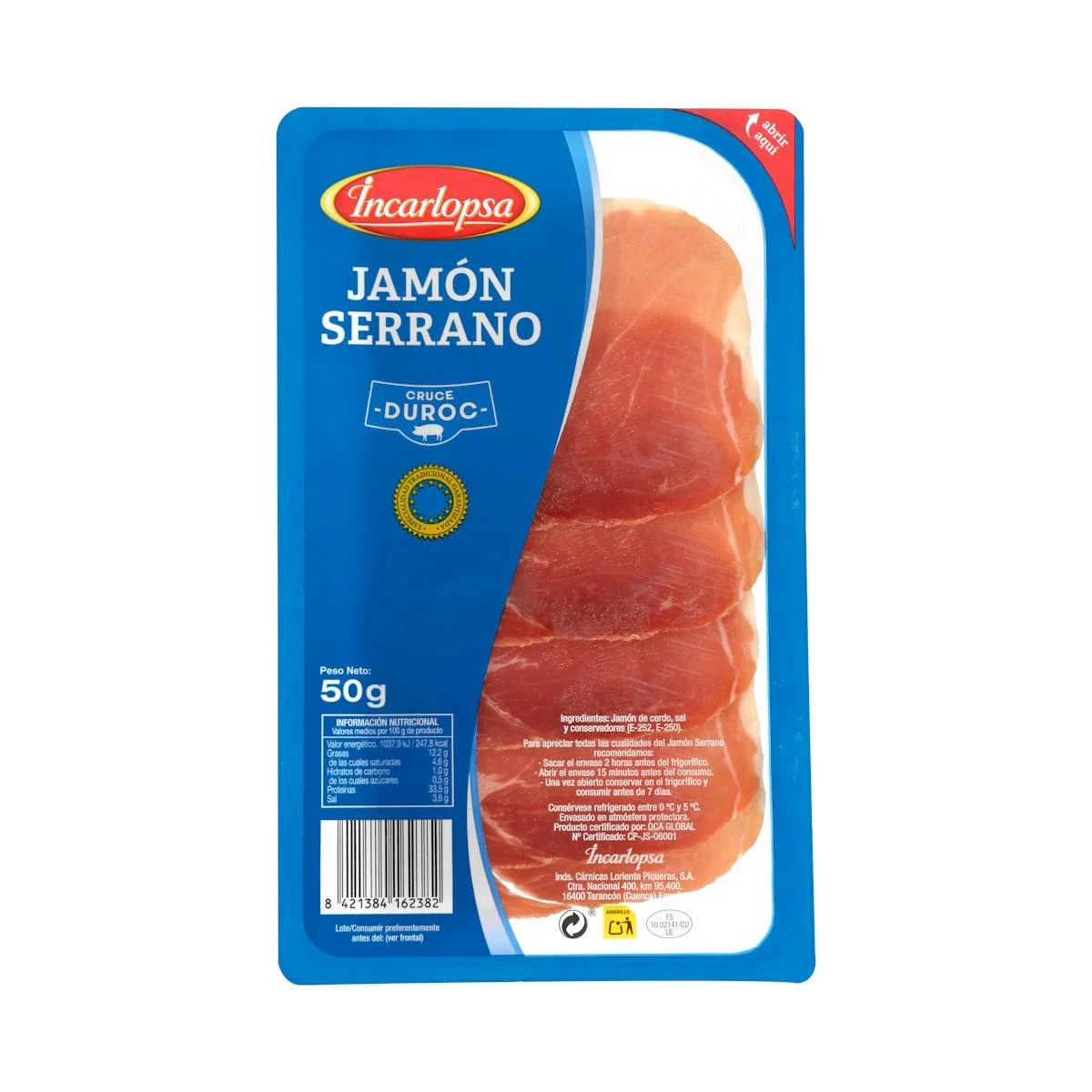 Slices serrano Ham Incarlopsa