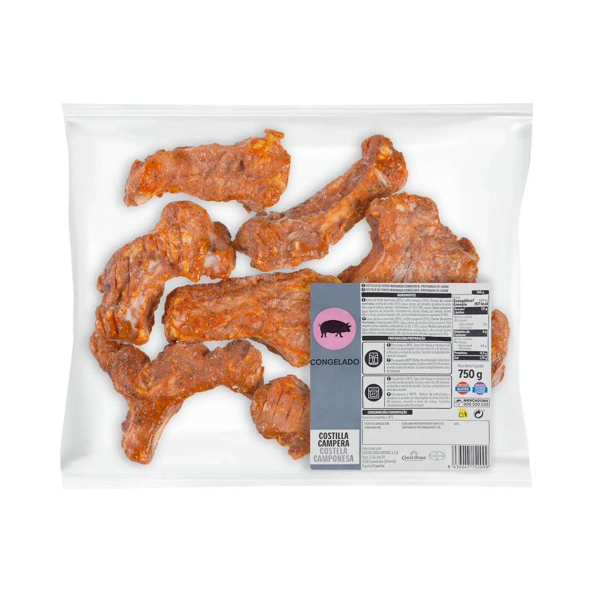 Frozen marinated pork rib