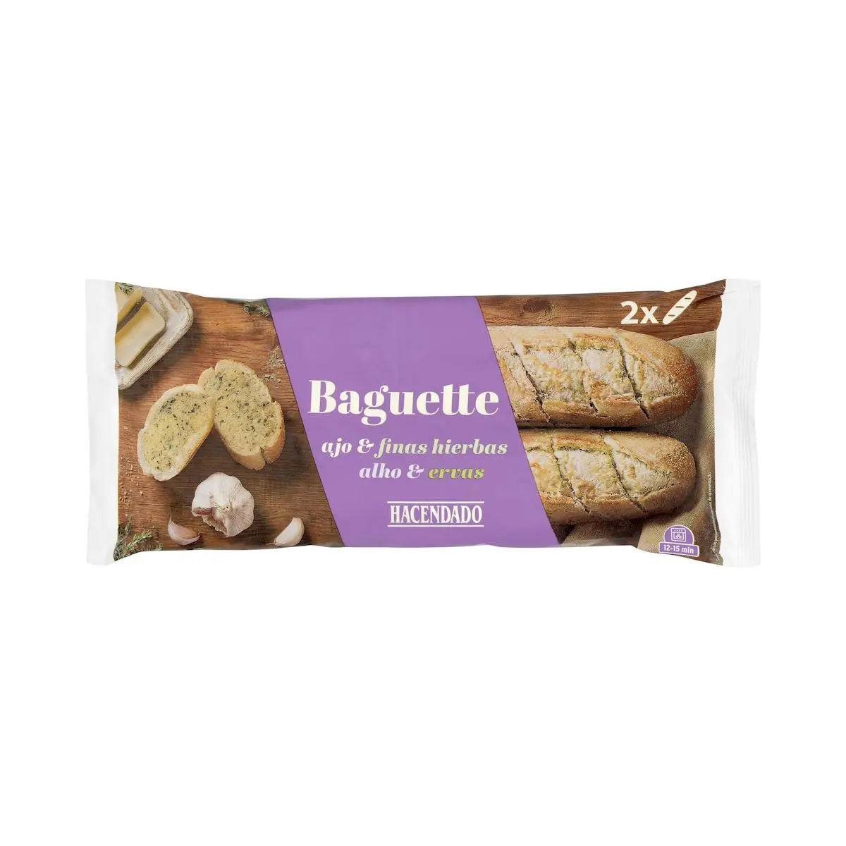Deep-frozen garlic and fine herbs baguette Hacendado