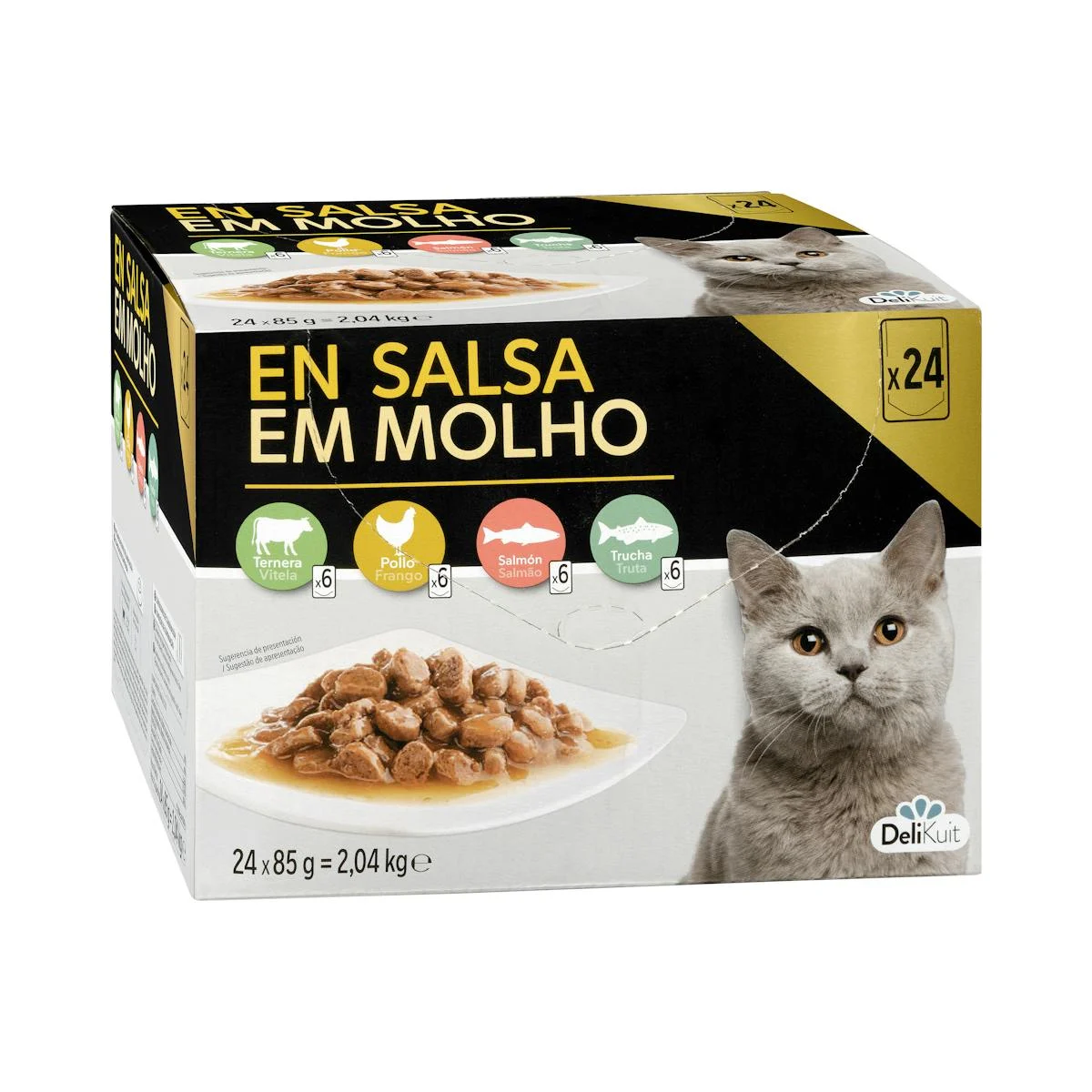 Mossets de carn i peix en salsa gat adult Delikuit