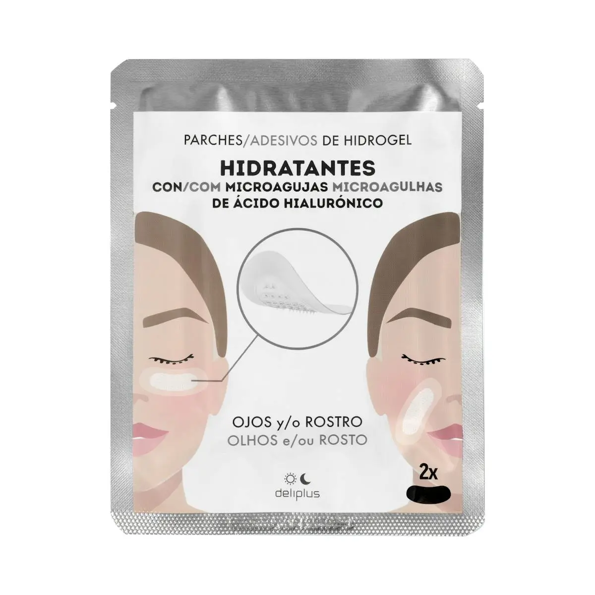 Patchs hydrogel hydratants pour les yeux et le visage Deliplus avec micro-aiguilles d’acide hyaluronique