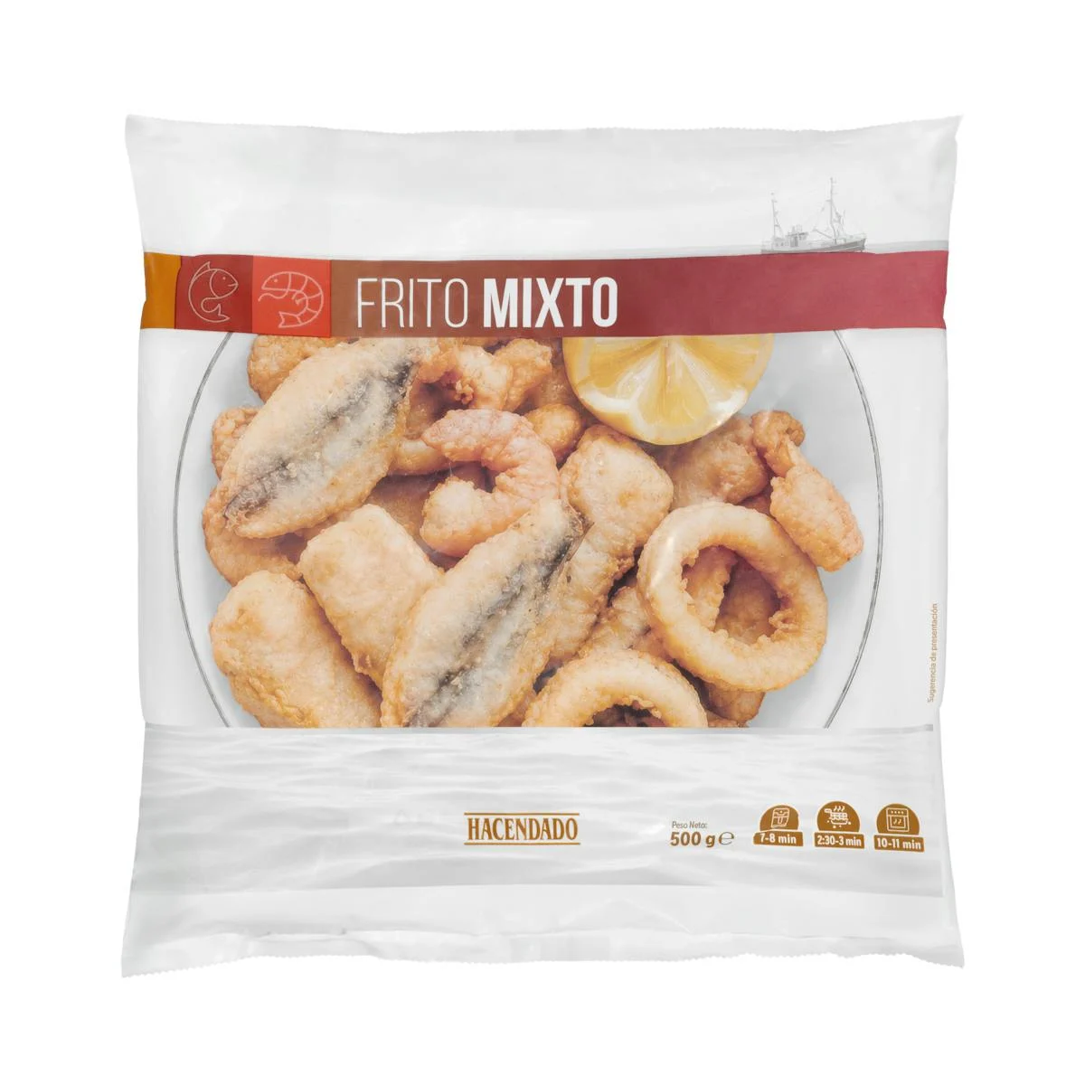 Deep-frozen battered mixed fish and seafood fry Hacendado