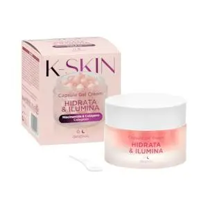 Feuchtigkeitsspendende und aufhellende Gesichts-Gelcreme Hidrata & Ilumina K-Skin mit Niacinamid- und Kollagenkapseln