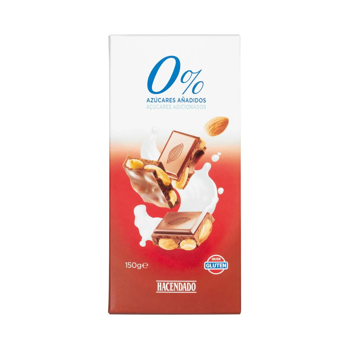 Xocolata amb llet Hacendado ametlles senceres