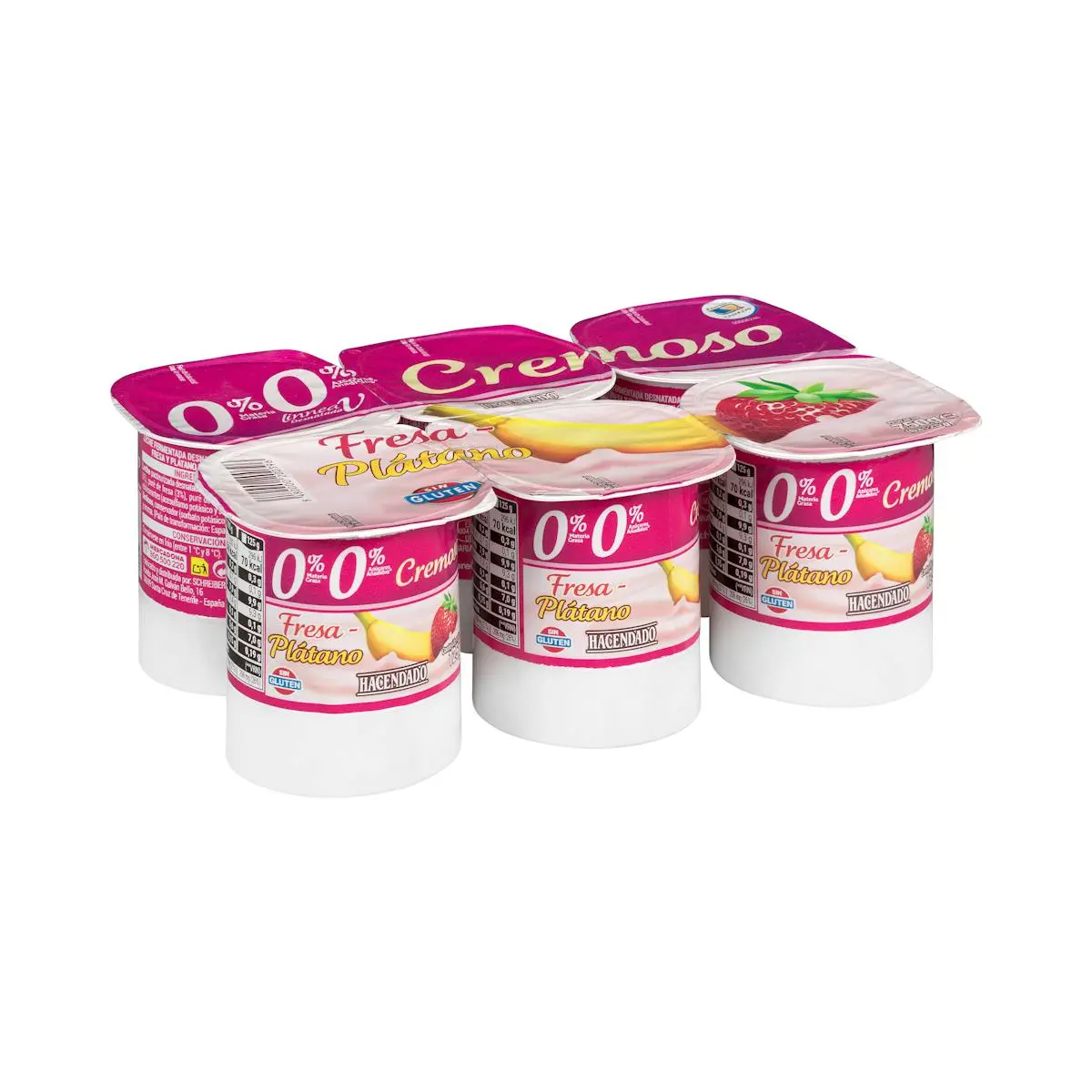Cremiges Milchdessert mit Erdbeer-Bananen-Geschmack Hacendado 0% Fett 0% zugesetzter Zucker