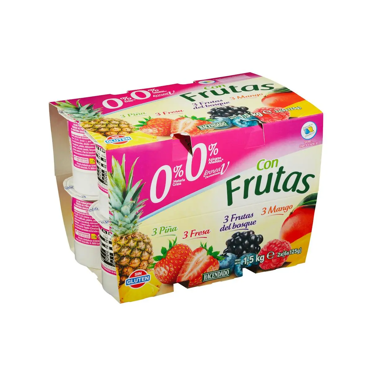 Postre lácteo con frutas Hacendado 0% MG 0% azúcares añadidos