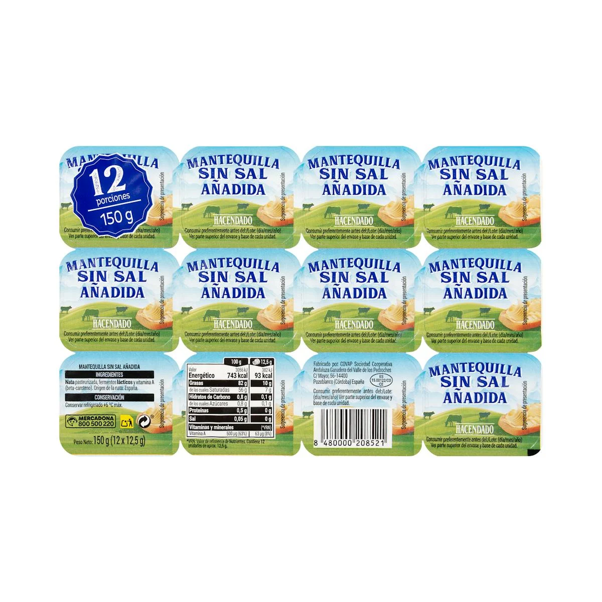Beurre en portions sans sel ajouté Hacendado