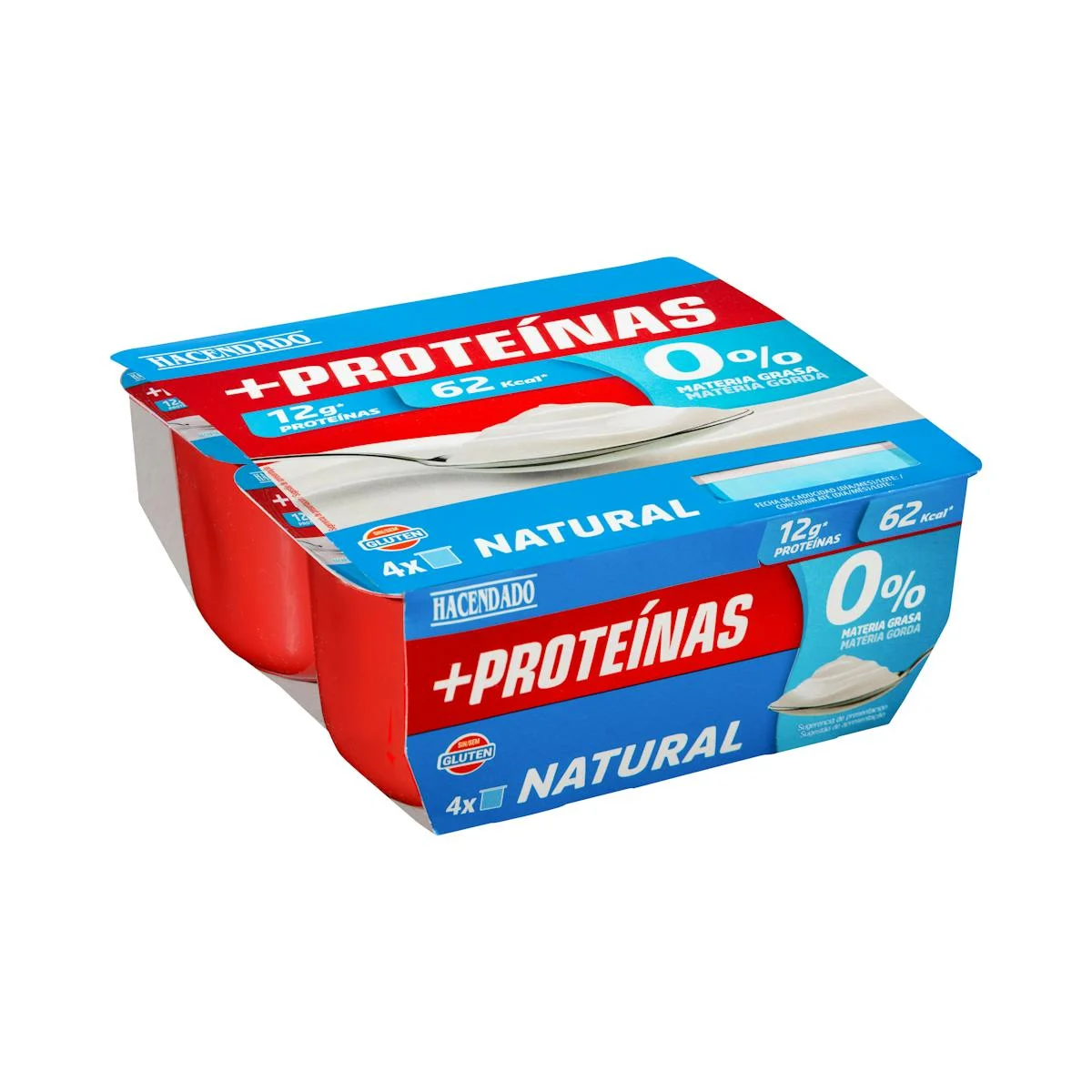 +Proteínas Dairy dessert natural 0% fat 12 g proteins Hacendado