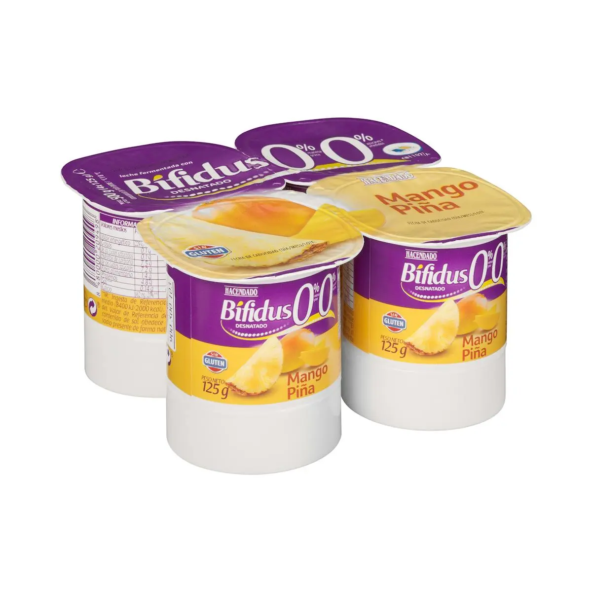 Bifidus with mango and pineapple 0% fat 0% added sugar Hacendado