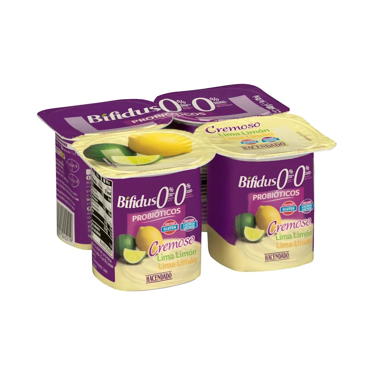 Cremiger Bifidus mit Limette und Zitrone, Probiotika, 0% Fett, 0% zugesetzter Zucker Hacendado