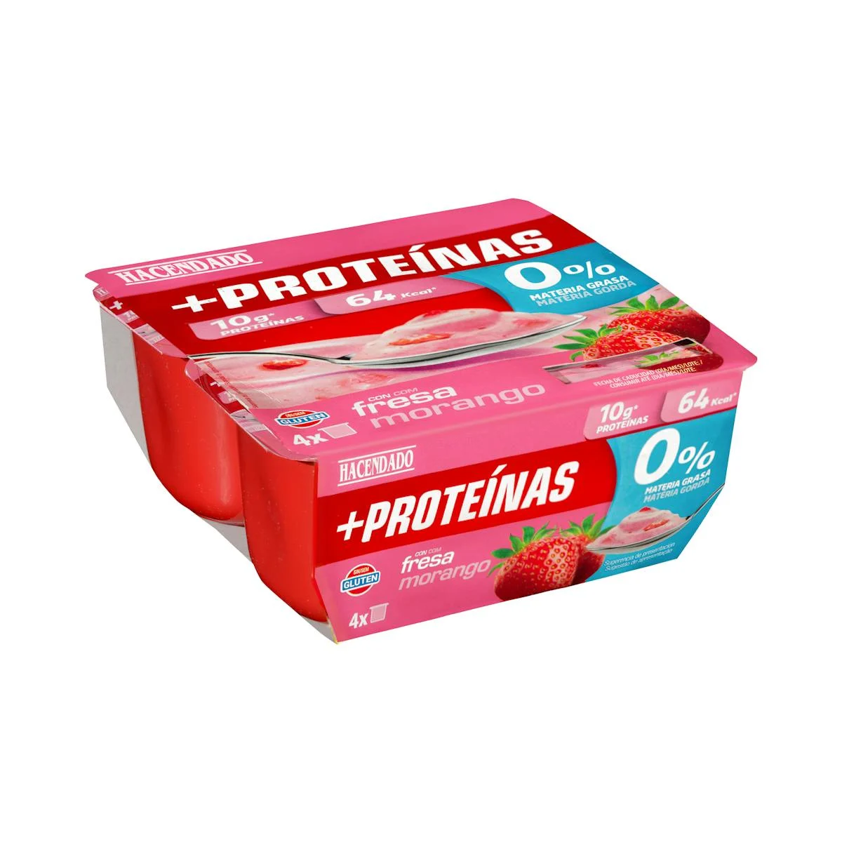 Milchdessert mit Erdbeeren +Proteínas 10 g, 0 % Fett