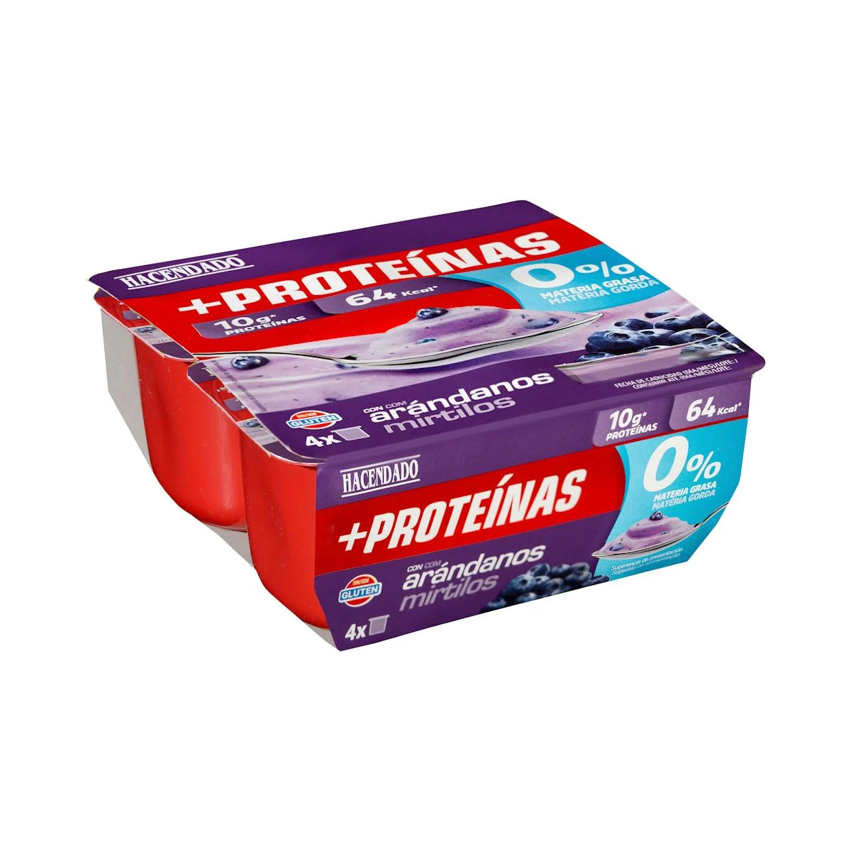 +Proteínas Dairy dessert with blueberries 0% fat 10 g protein Hacendado
