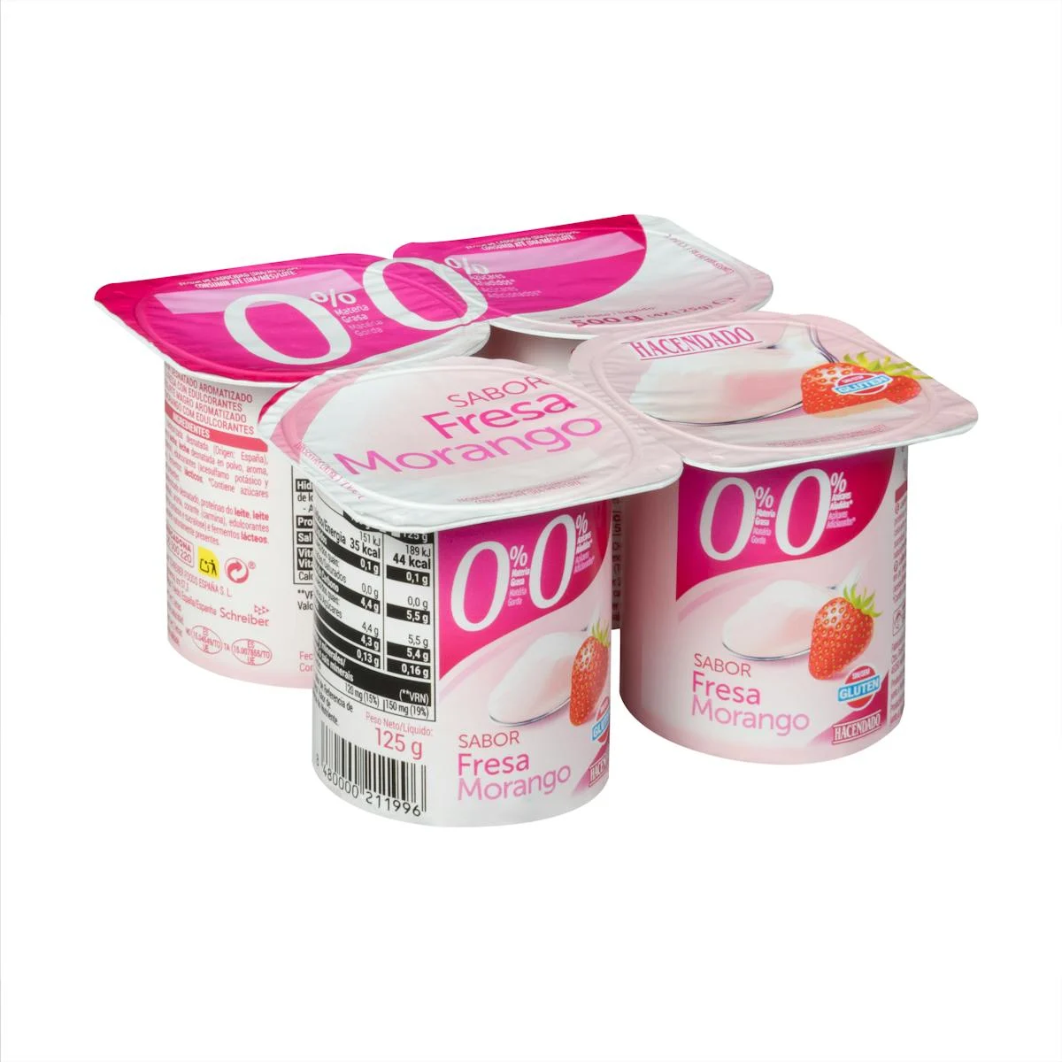 Strawberry flavour yoghurt 0% fat 0% added sugars Hacendado