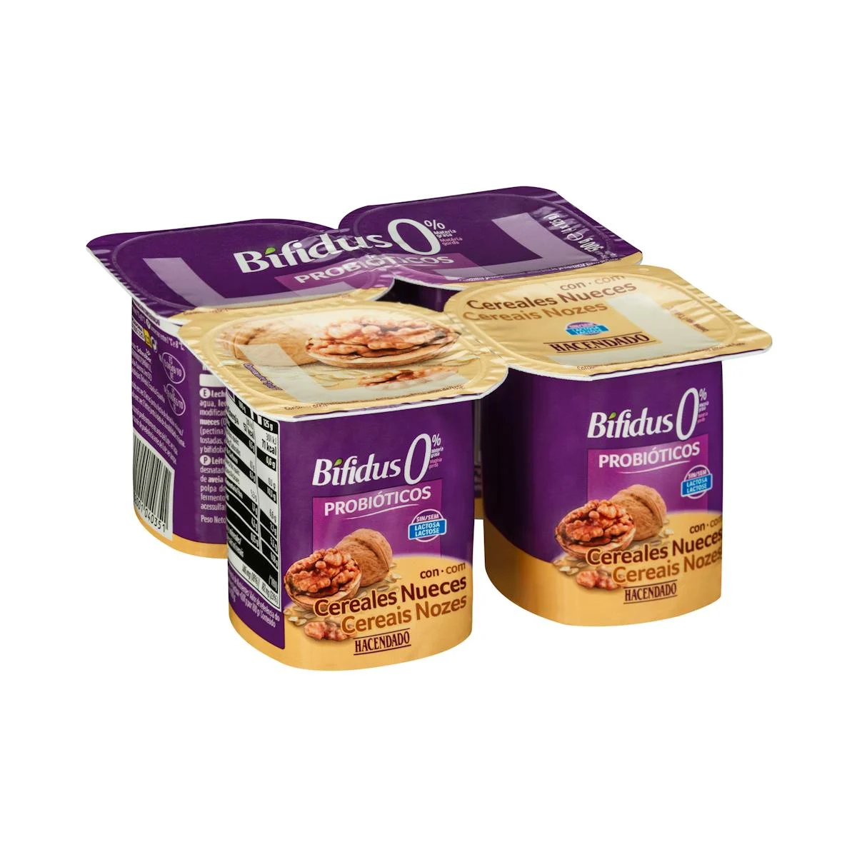 Bifidus mit Walnüssen und Getreide, Probiotika, 0% Fett Hacendado