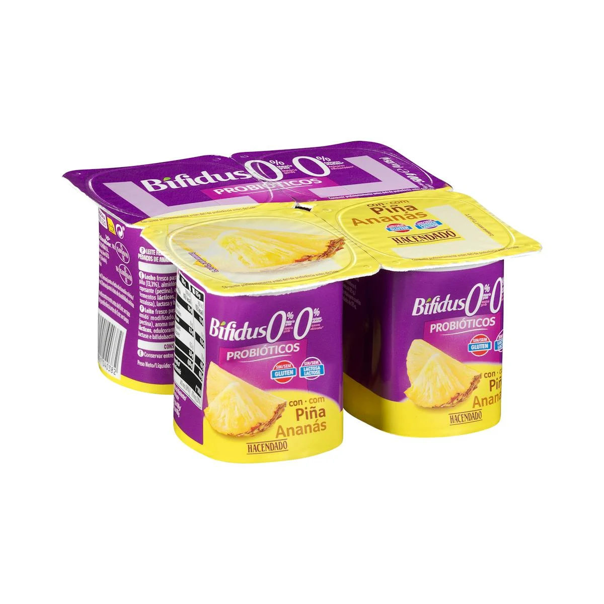 Bifidus with pineapple probiotics 0% fat 0% added sugars Hacendado