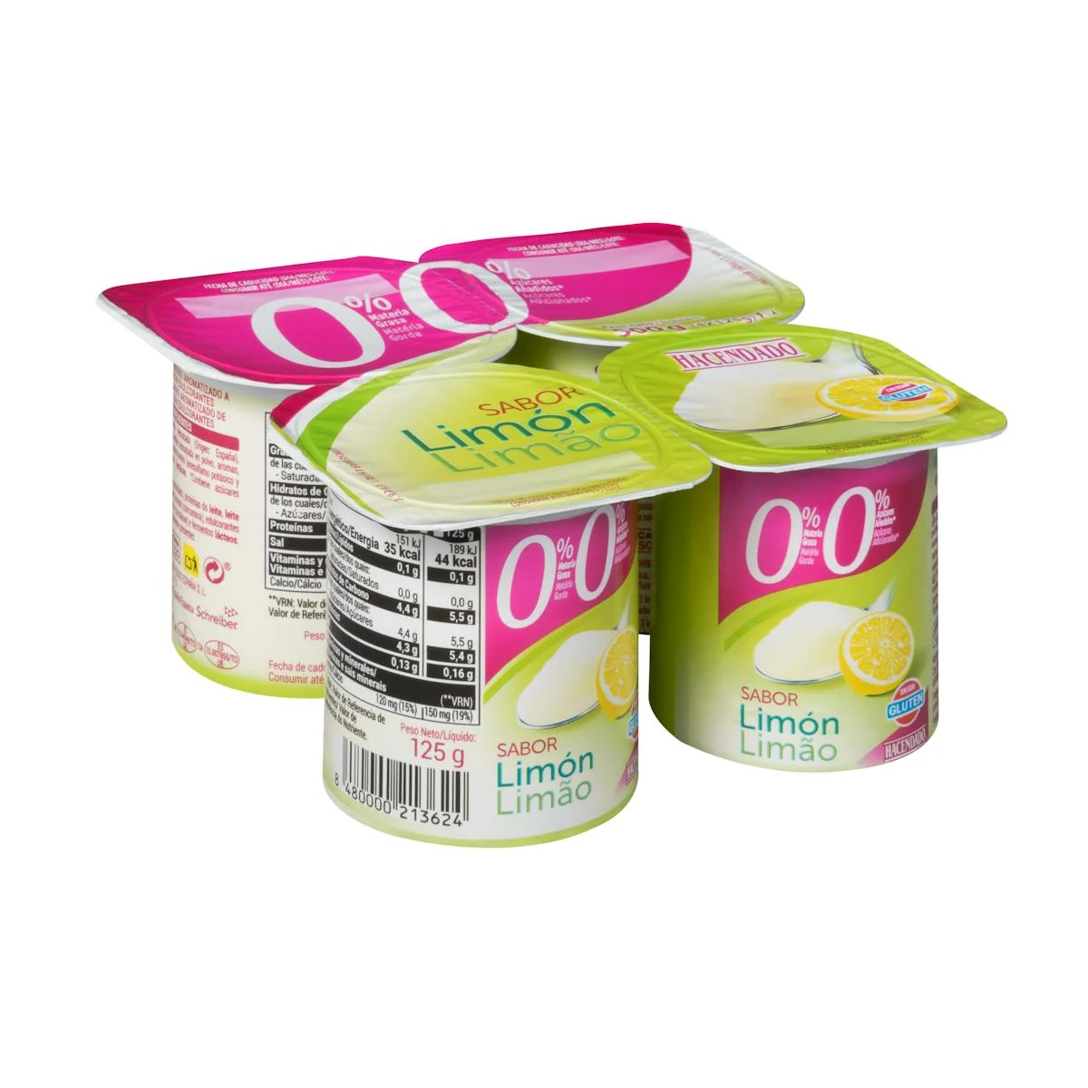 Lemon flavour yoghurt 0% fat 0% added sugars Hacendado