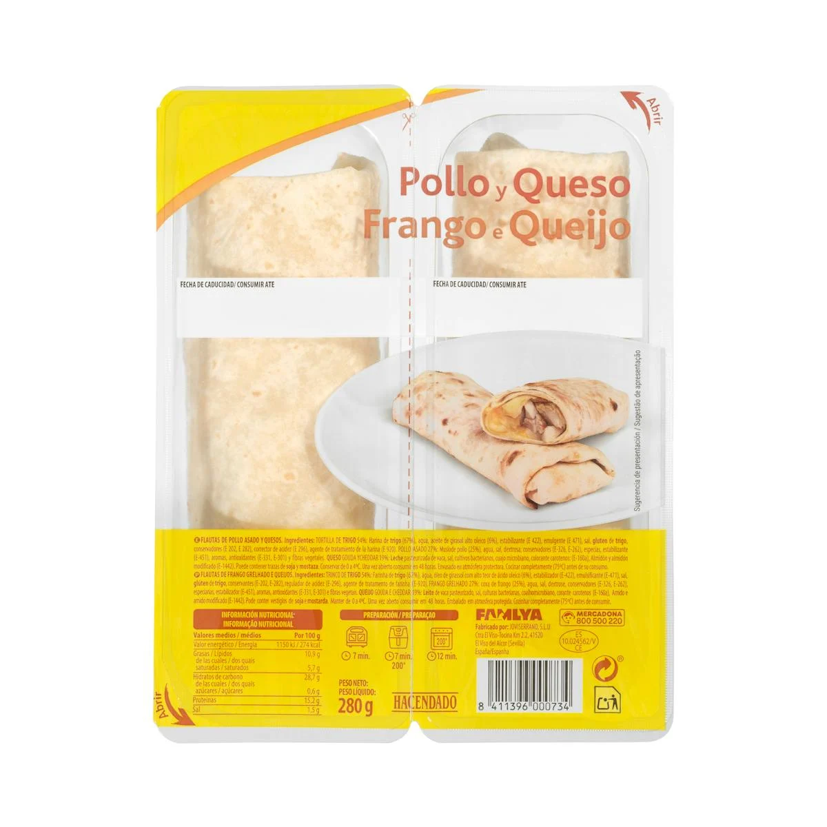 Chicken and cheese flutes